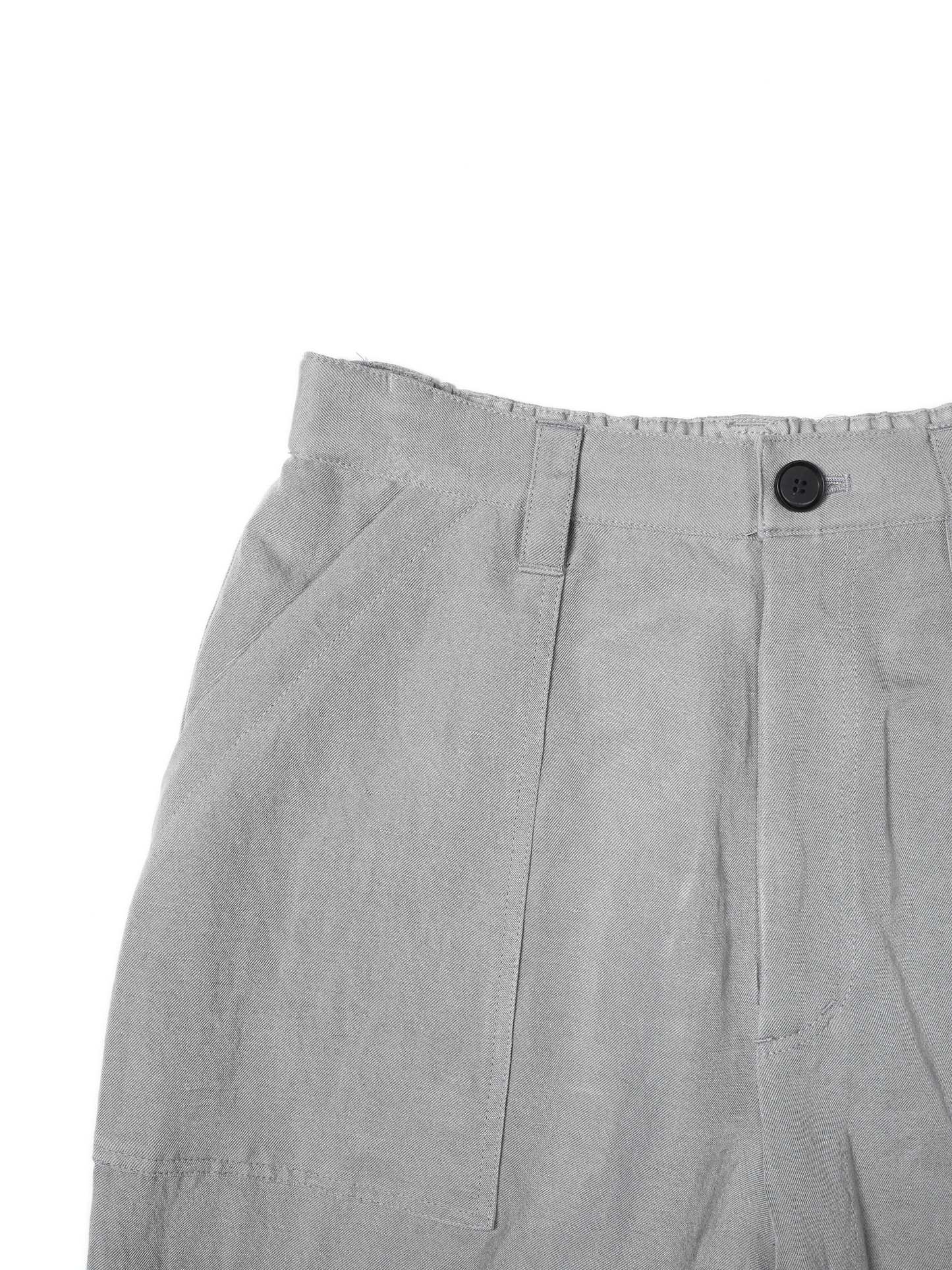 SILK/LINEN GABARDINE WIDE PANTS for WOMEN｜ICE GRAY