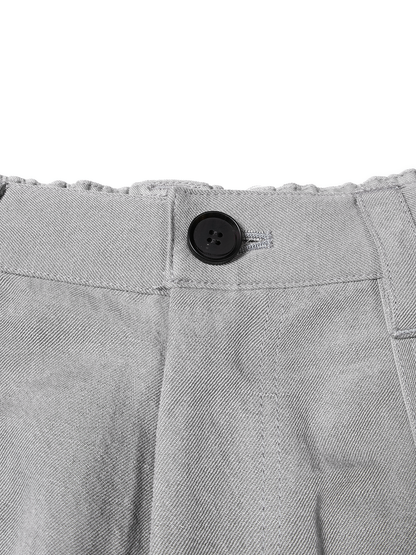 SILK/LINEN GABARDINE WIDE PANTS for WOMEN｜ICE GRAY