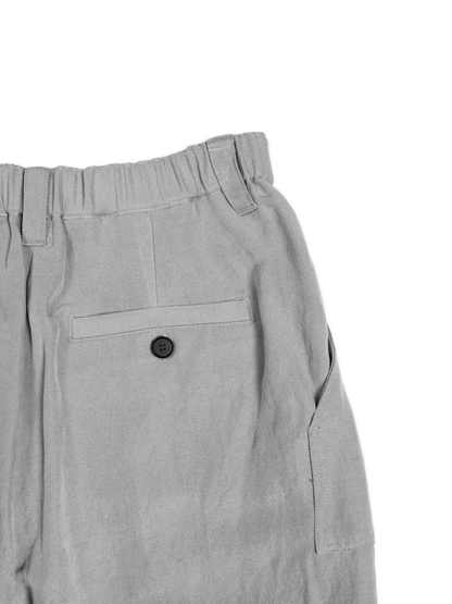 SILK/LINEN GABARDINE WIDE PANTS for WOMEN｜ICE GRAY