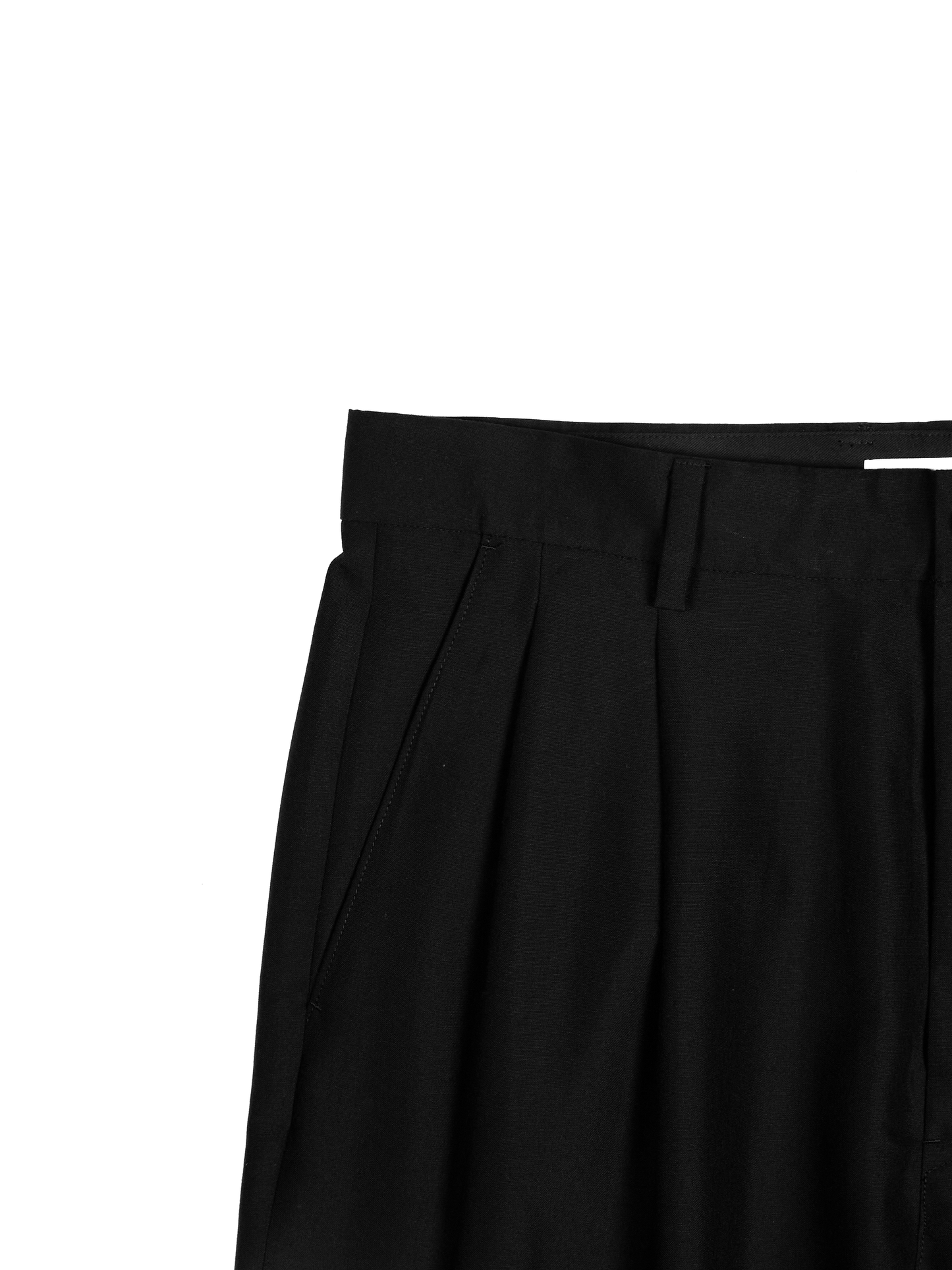 WORSTED CASHMERE/SILK TROPICAL 2-TUCK WIDE PANTS｜BLACK