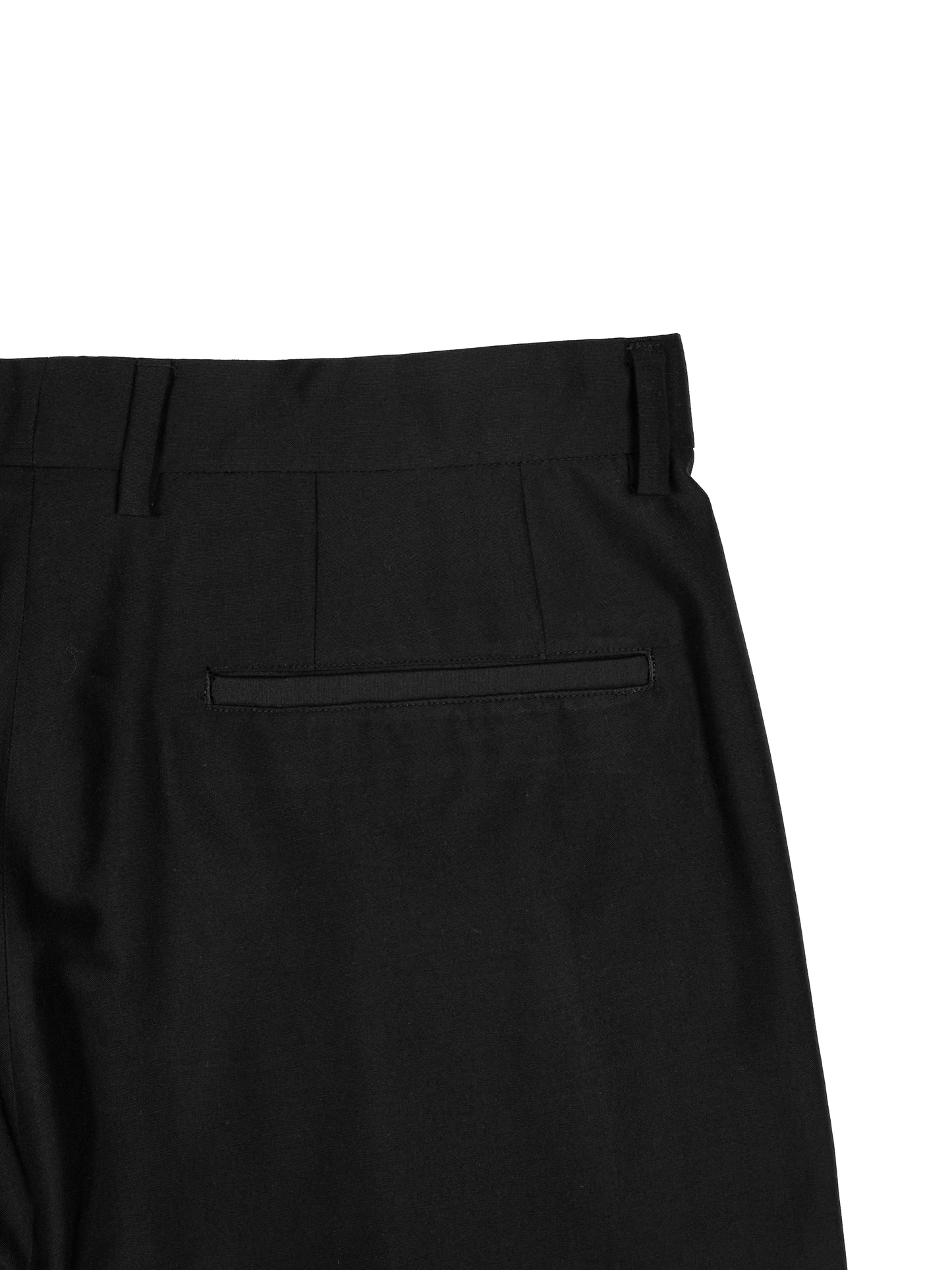 WORSTED CASHMERE/SILK TROPICAL 2-TUCK WIDE PANTS｜BLACK
