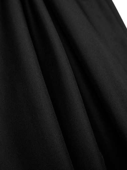 WORSTED CASHMERE/SILK TROPICAL 2-TUCK WIDE PANTS｜BLACK