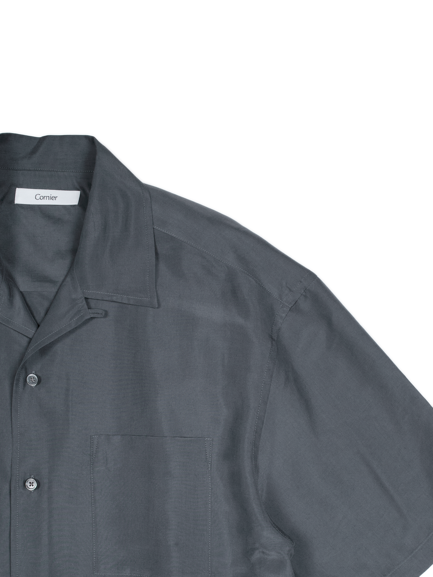 BRAZIL SILK HALF SLEEVE SHIRTS｜SLATE BLUE