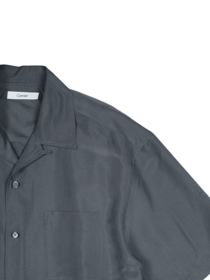 BRAZIL SILK HALF SLEEVE SHIRTS｜SLATE BLUE