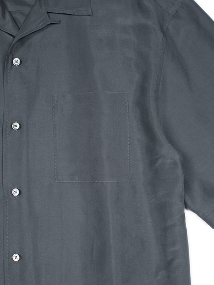 BRAZIL SILK HALF SLEEVE SHIRTS｜SLATE BLUE