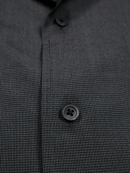 Super160's WOOL/SILK CRISPY HALF SLEEVE SHIRTS｜BLACK