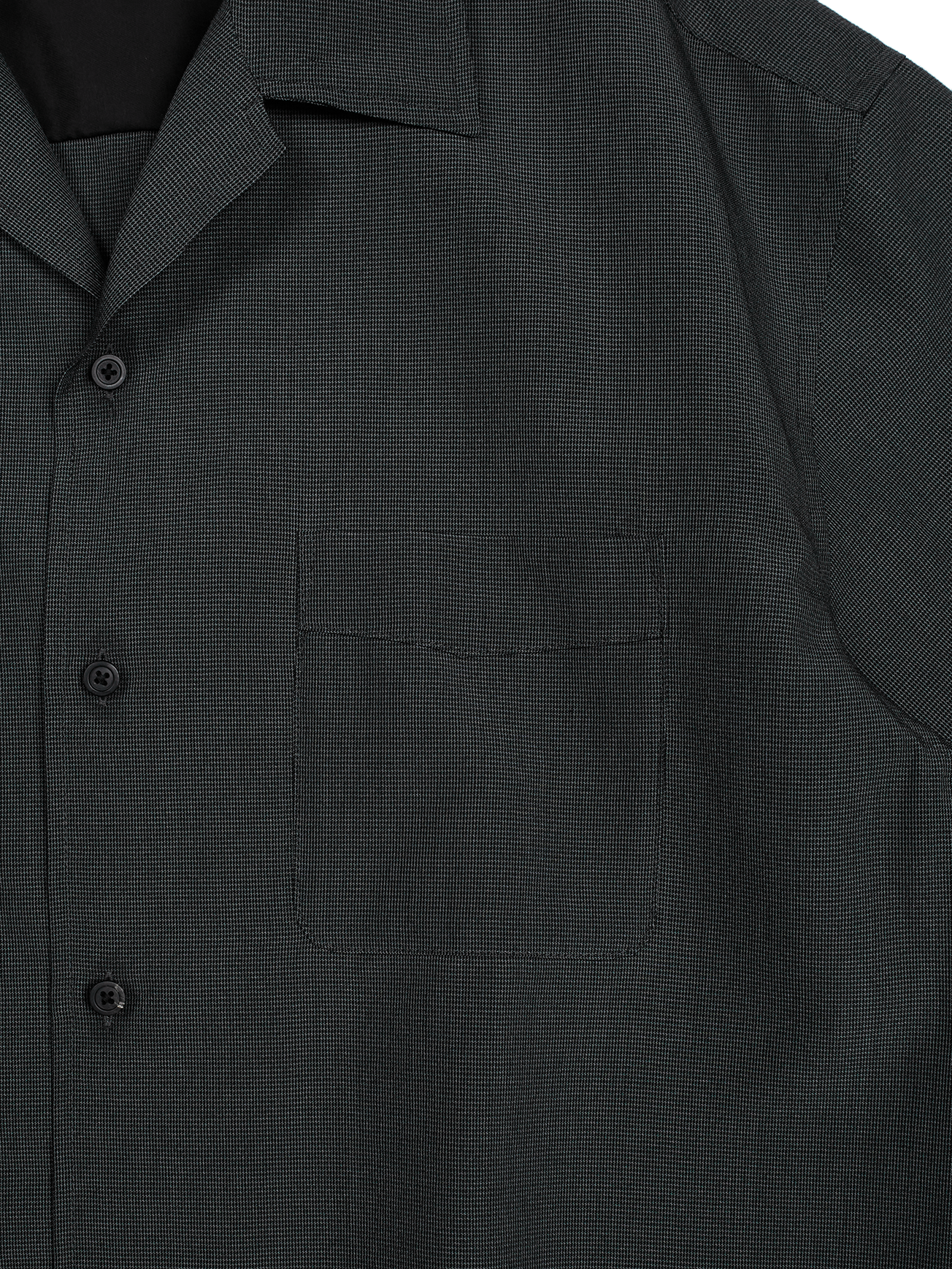 Super160's WOOL/SILK CRISPY HALF SLEEVE SHIRTS｜BLACK