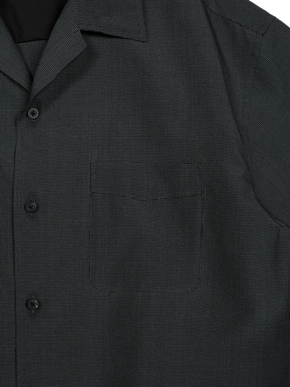 Super160's WOOL/SILK CRISPY HALF SLEEVE SHIRTS｜BLACK
