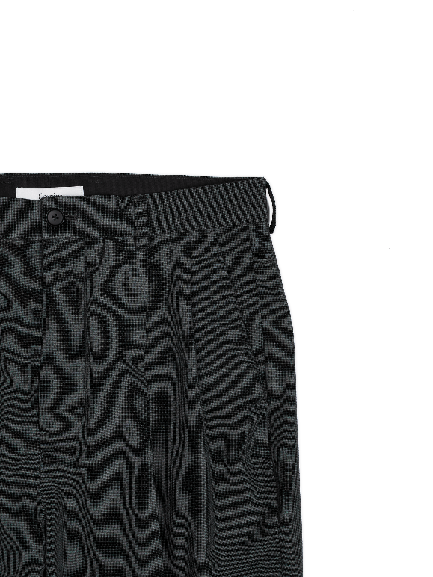 Super160's WOOL/SILK CRISPY 2-TUCK SLACKS｜BLACK