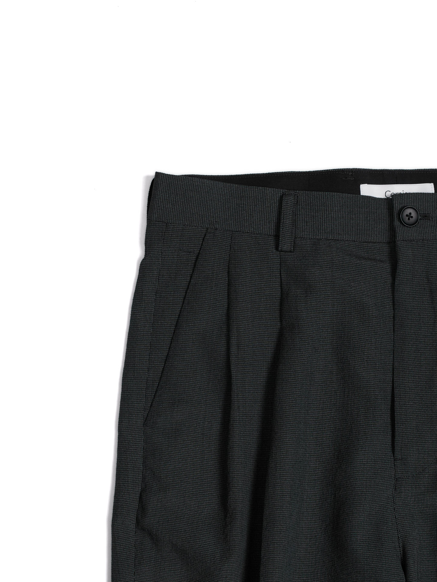 Super160's WOOL/SILK CRISPY 2-TUCK SLACKS｜BLACK