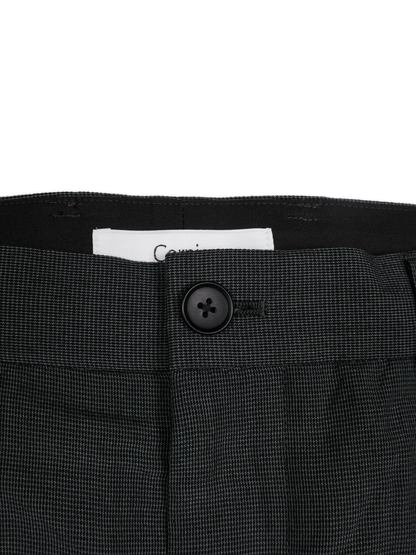 Super160's WOOL/SILK CRISPY 2-TUCK SLACKS｜BLACK