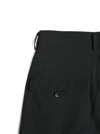 Super160's WOOL/SILK CRISPY 2-TUCK SLACKS｜BLACK