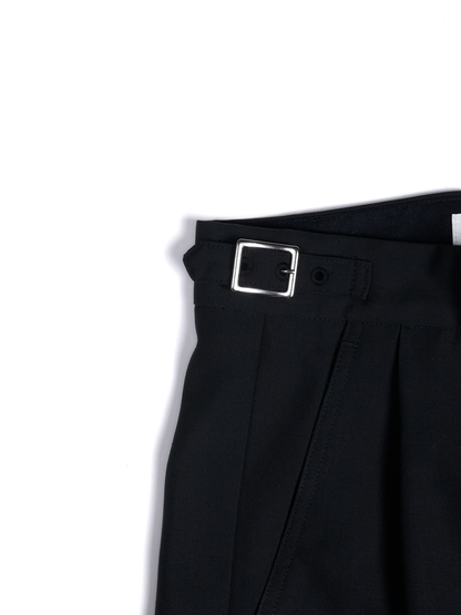 Super130's WORSTED WOOL TROPICAL SLACKS for WOMEN｜DARK NAVY