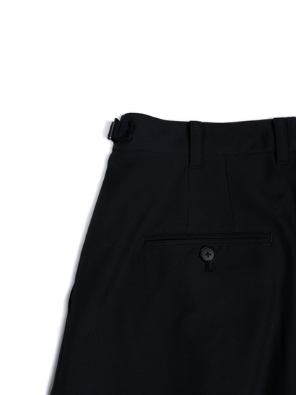 Super130's WORSTED WOOL TROPICAL SLACKS for WOMEN｜DARK NAVY