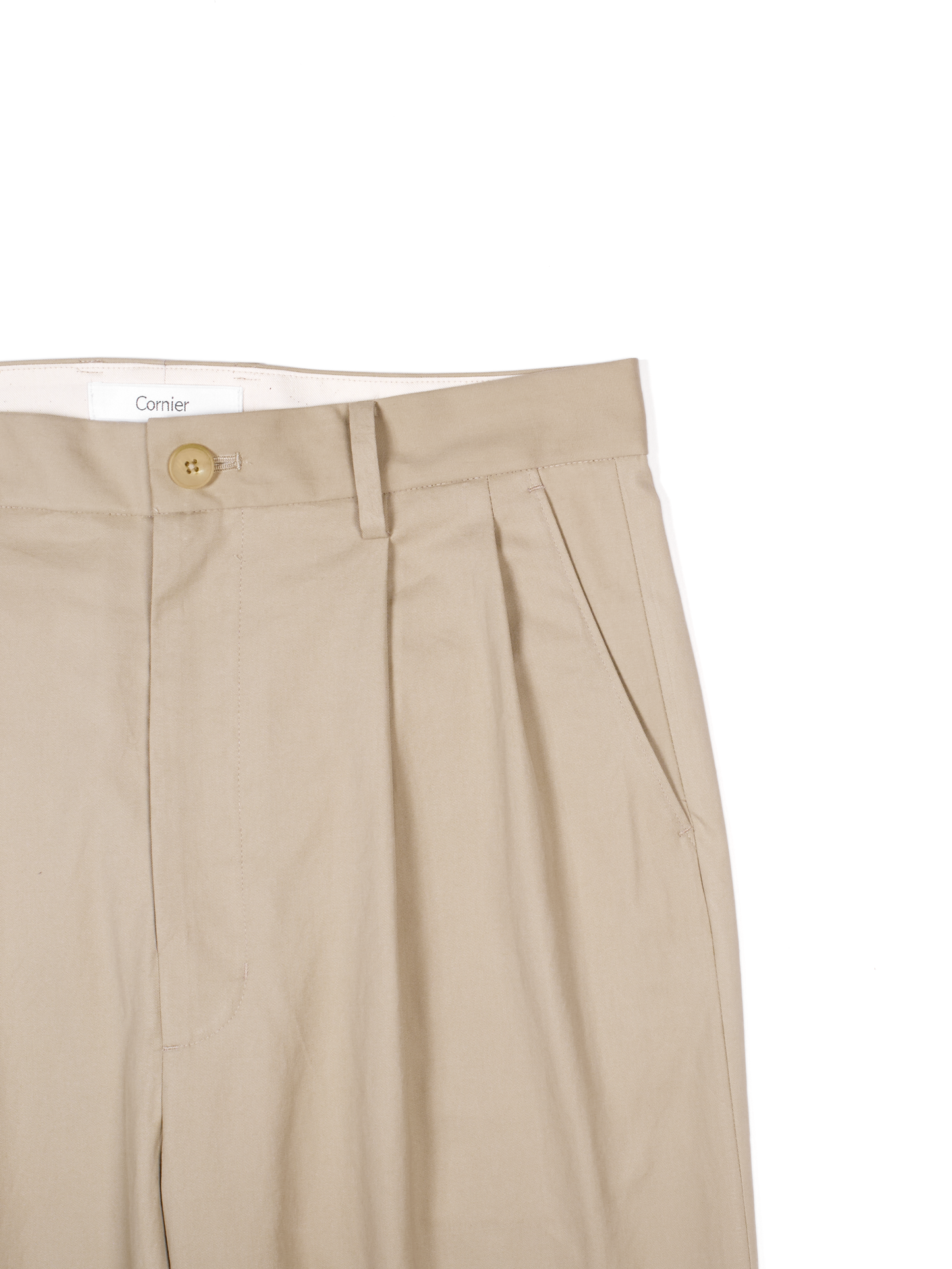 FINX COTTON VOILE LIGHT CHINO WIDE PANTS｜ASH BEIGE