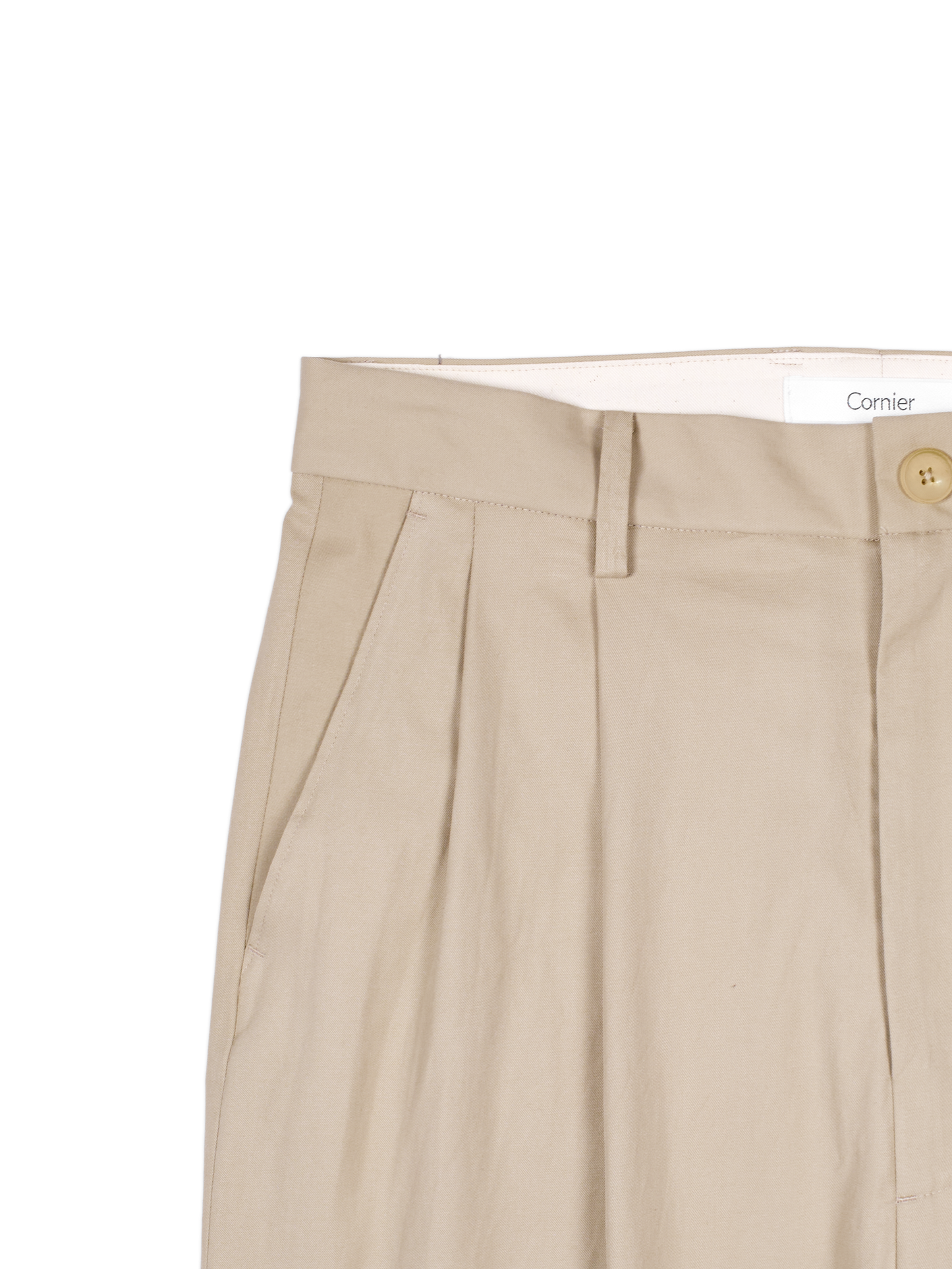 FINX COTTON VOILE LIGHT CHINO WIDE PANTS｜ASH BEIGE