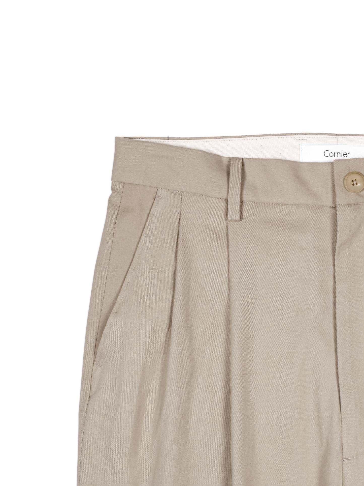FINX COTTON VOILE LIGHT CHINO WIDE PANTS｜ASH BEIGE