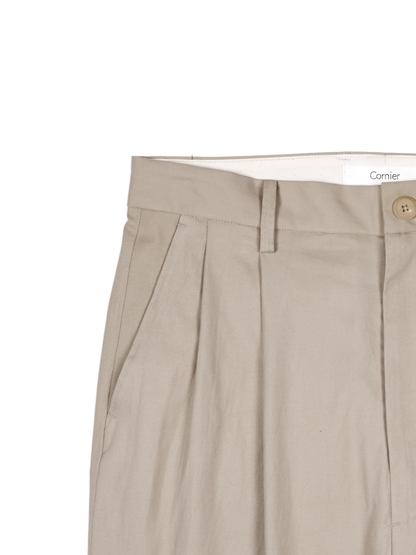 FINX COTTON VOILE LIGHT CHINO WIDE PANTS｜ASH BEIGE