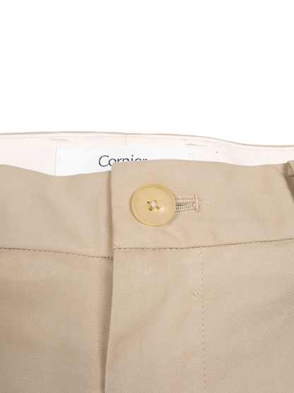 FINX COTTON VOILE LIGHT CHINO WIDE PANTS｜ASH BEIGE