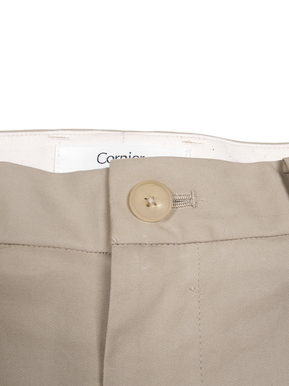 FINX COTTON VOILE LIGHT CHINO WIDE PANTS｜ASH BEIGE