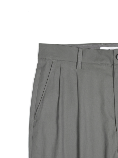 FINX COTTON VOILE LIGHT CHINO WIDE PANTS｜GRAY