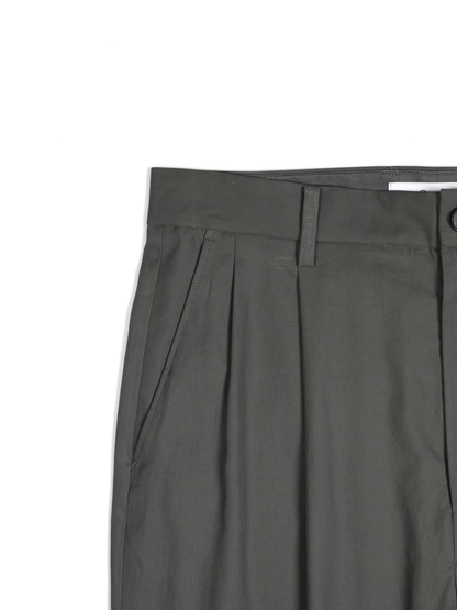 FINX COTTON VOILE LIGHT CHINO WIDE PANTS｜GRAY