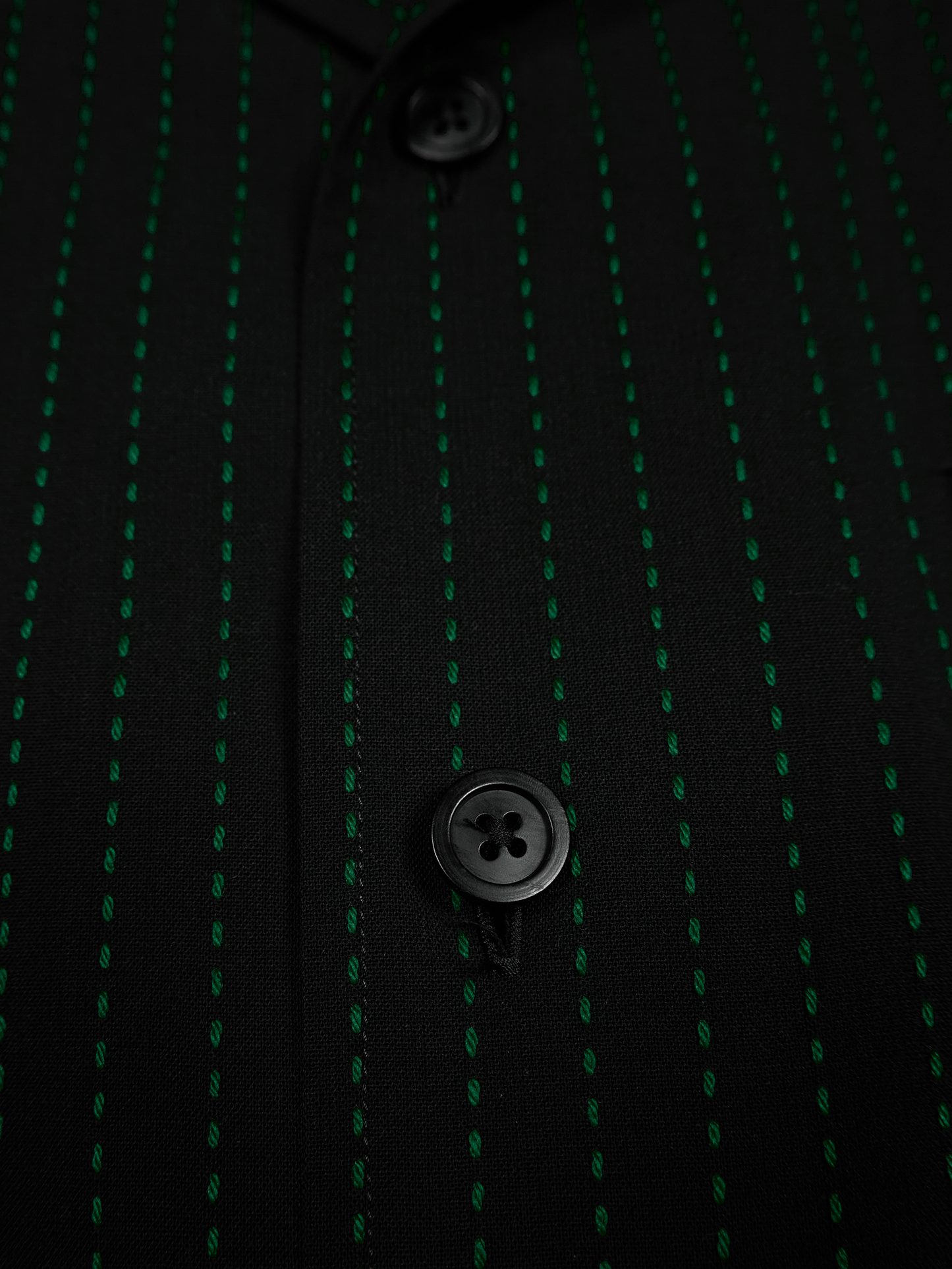 Super160's WOOL/COTTON SASHIKO STITCHING HALF SLEEVE SHIRTS｜GREEN