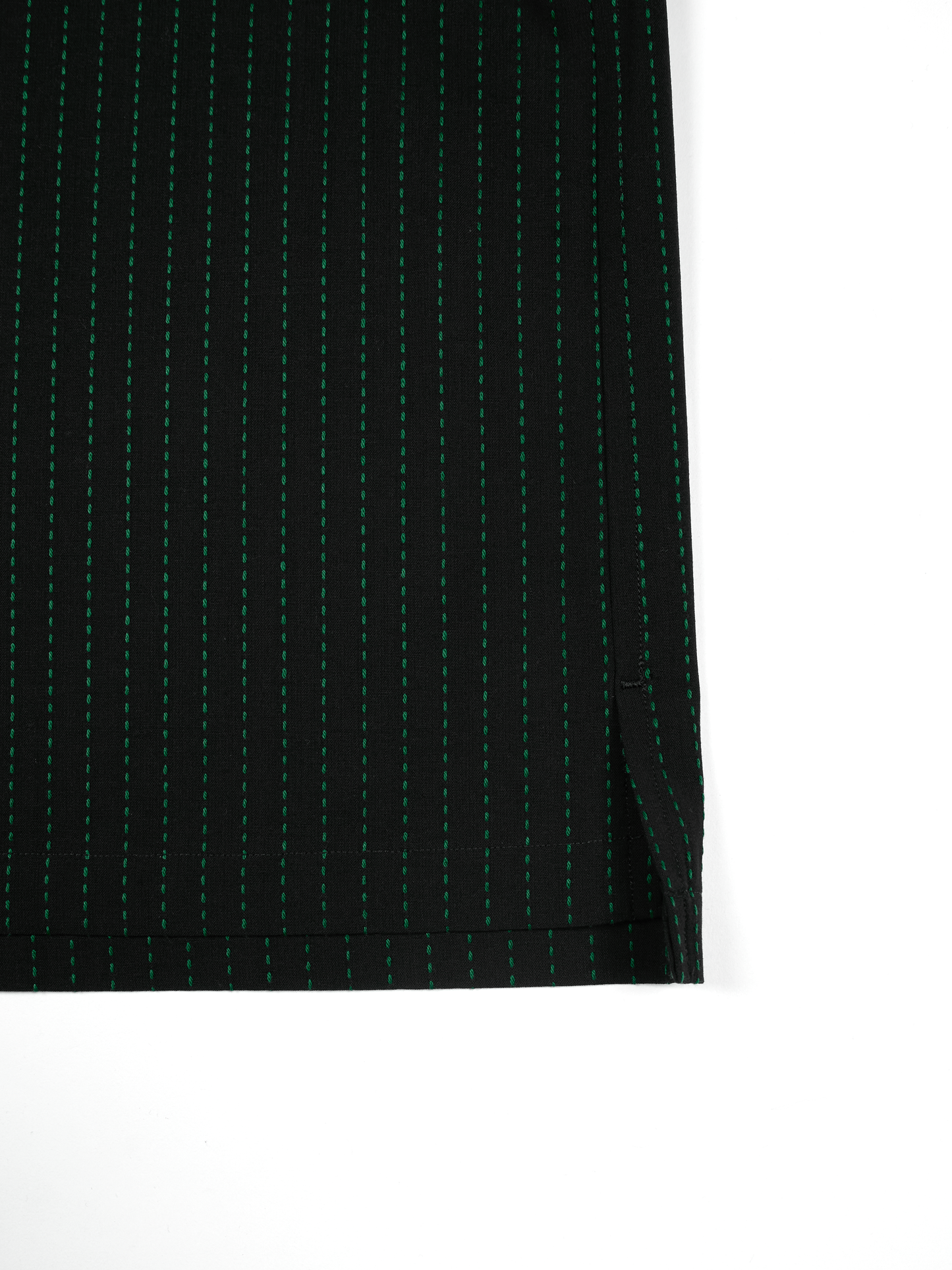 Super160's WOOL/COTTON SASHIKO STITCHING HALF SLEEVE SHIRTS｜GREEN