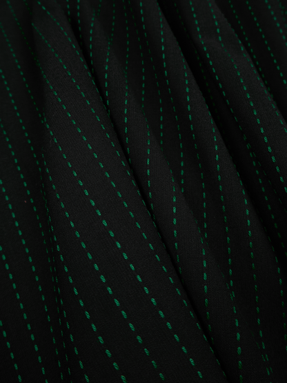 Super160's WOOL/COTTON SASHIKO STITCHING HALF SLEEVE SHIRTS｜GREEN