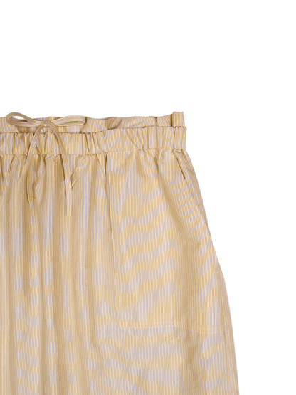 RAW SILK/GIZA STRIPE SKIRT｜YELLOW