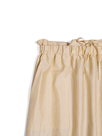 RAW SILK/GIZA STRIPE SKIRT｜YELLOW