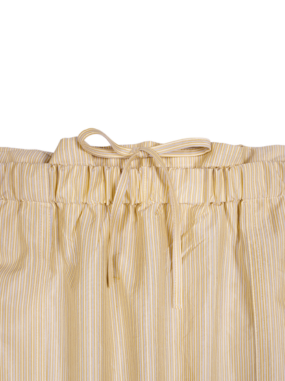 RAW SILK/GIZA STRIPE SKIRT｜YELLOW