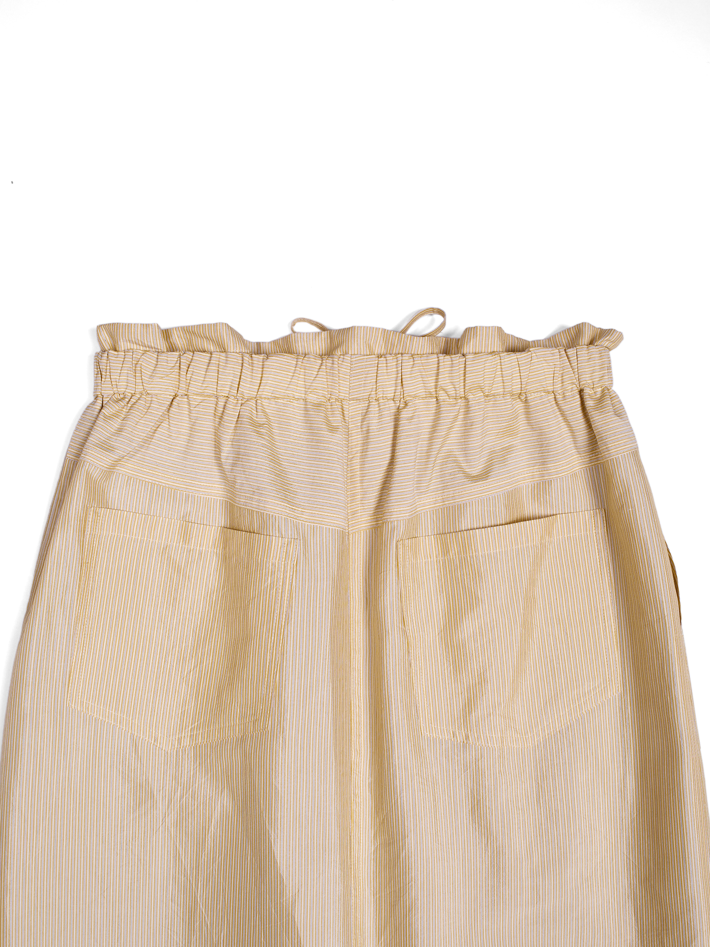 RAW SILK/GIZA STRIPE SKIRT｜YELLOW