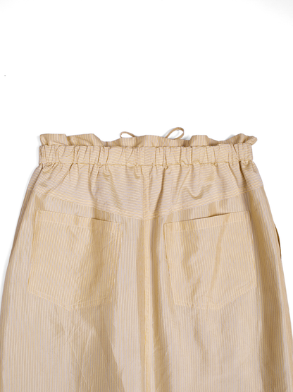 RAW SILK/GIZA STRIPE SKIRT｜YELLOW