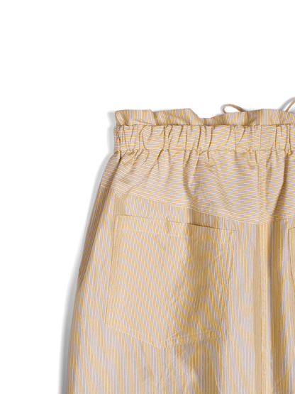 RAW SILK/GIZA STRIPE SKIRT｜YELLOW