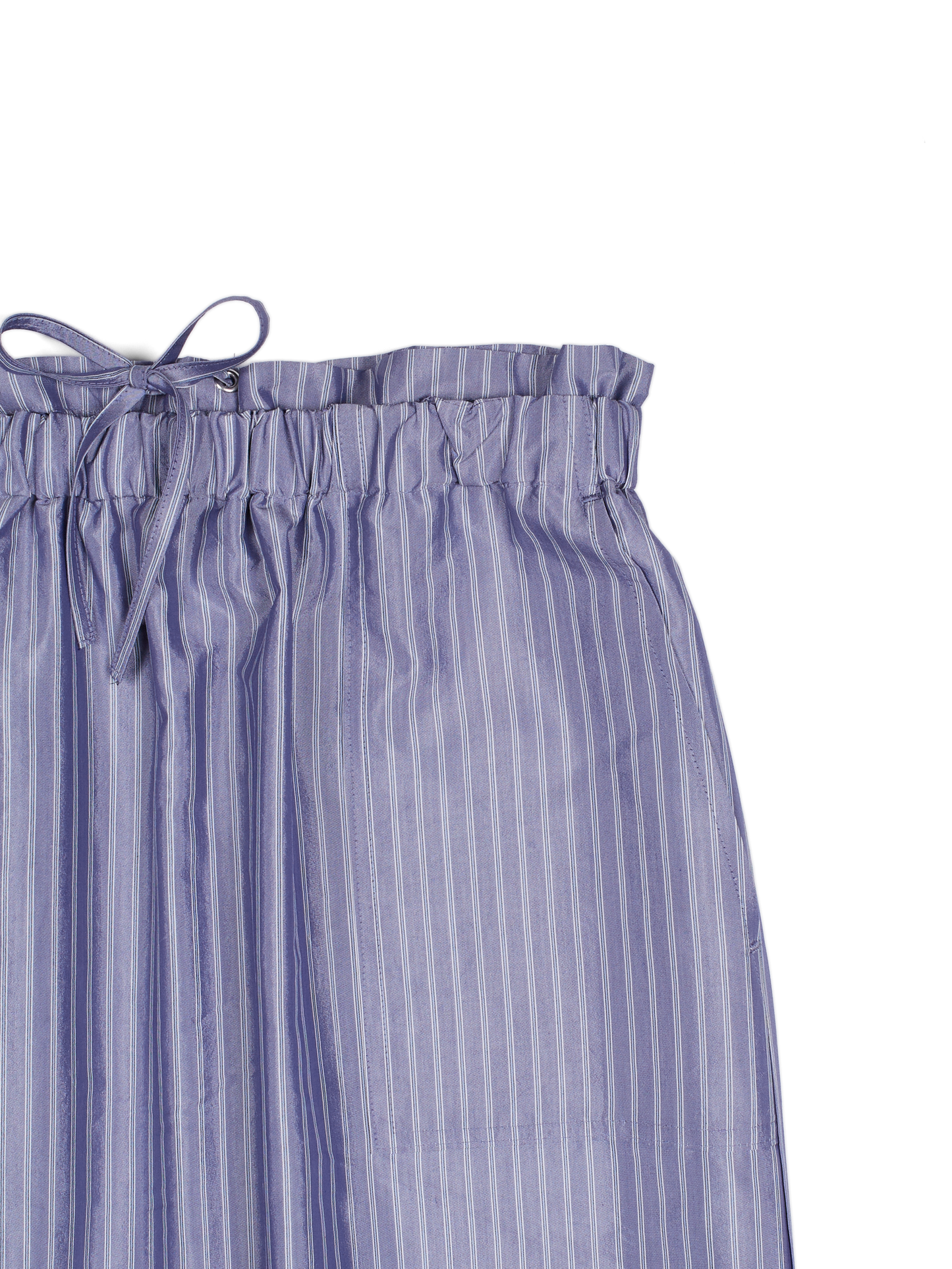 RAW SILK/GIZA STRIPE SKIRT｜BLUE