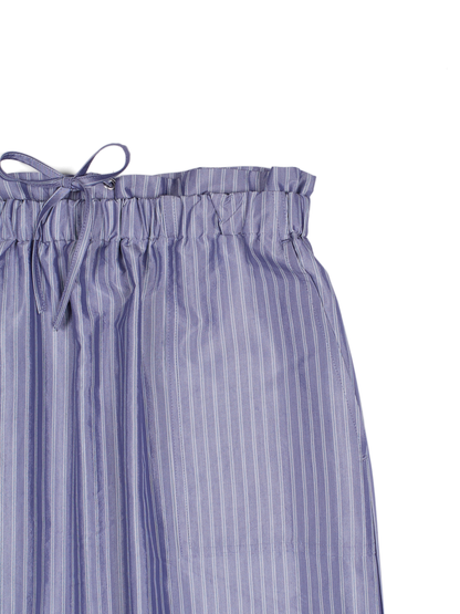 RAW SILK/GIZA STRIPE SKIRT｜BLUE