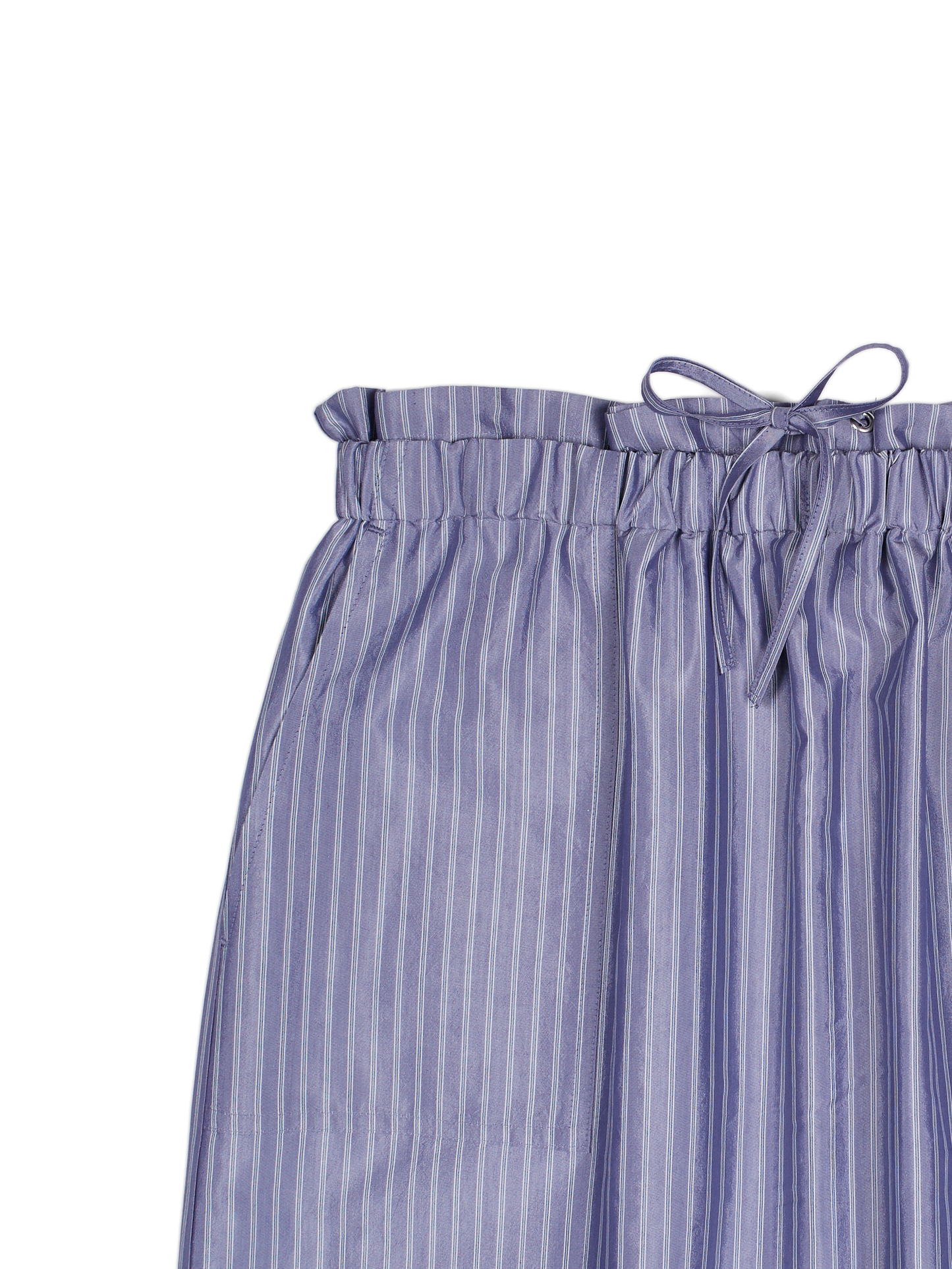 RAW SILK/GIZA STRIPE SKIRT｜BLUE