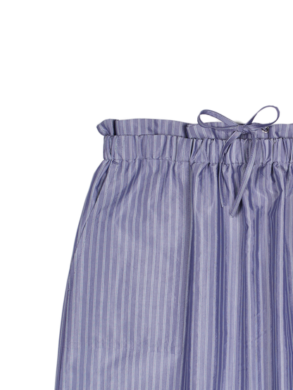 RAW SILK/GIZA STRIPE SKIRT｜BLUE