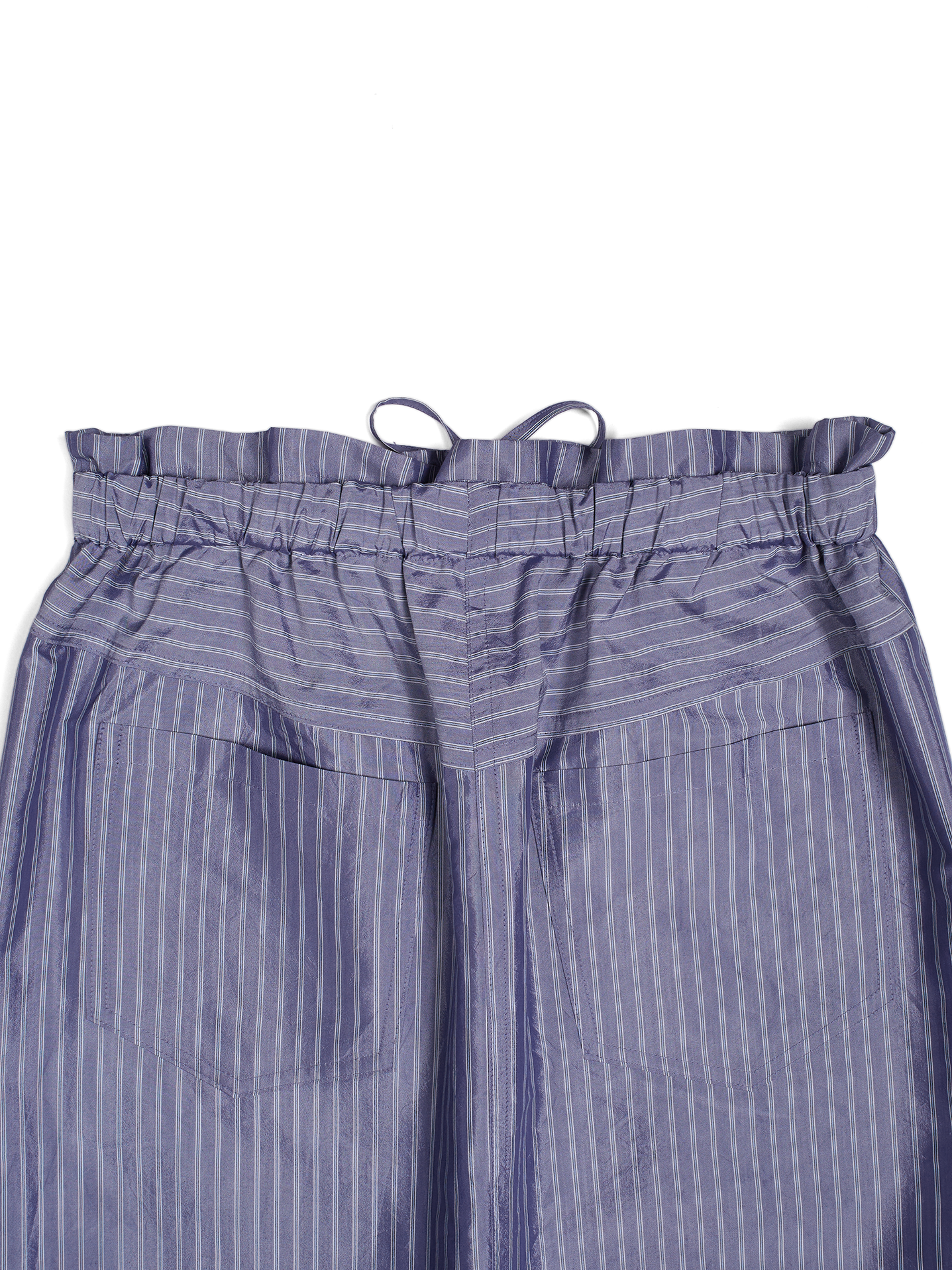 RAW SILK/GIZA STRIPE SKIRT｜BLUE
