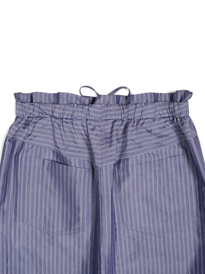 RAW SILK/GIZA STRIPE SKIRT｜BLUE