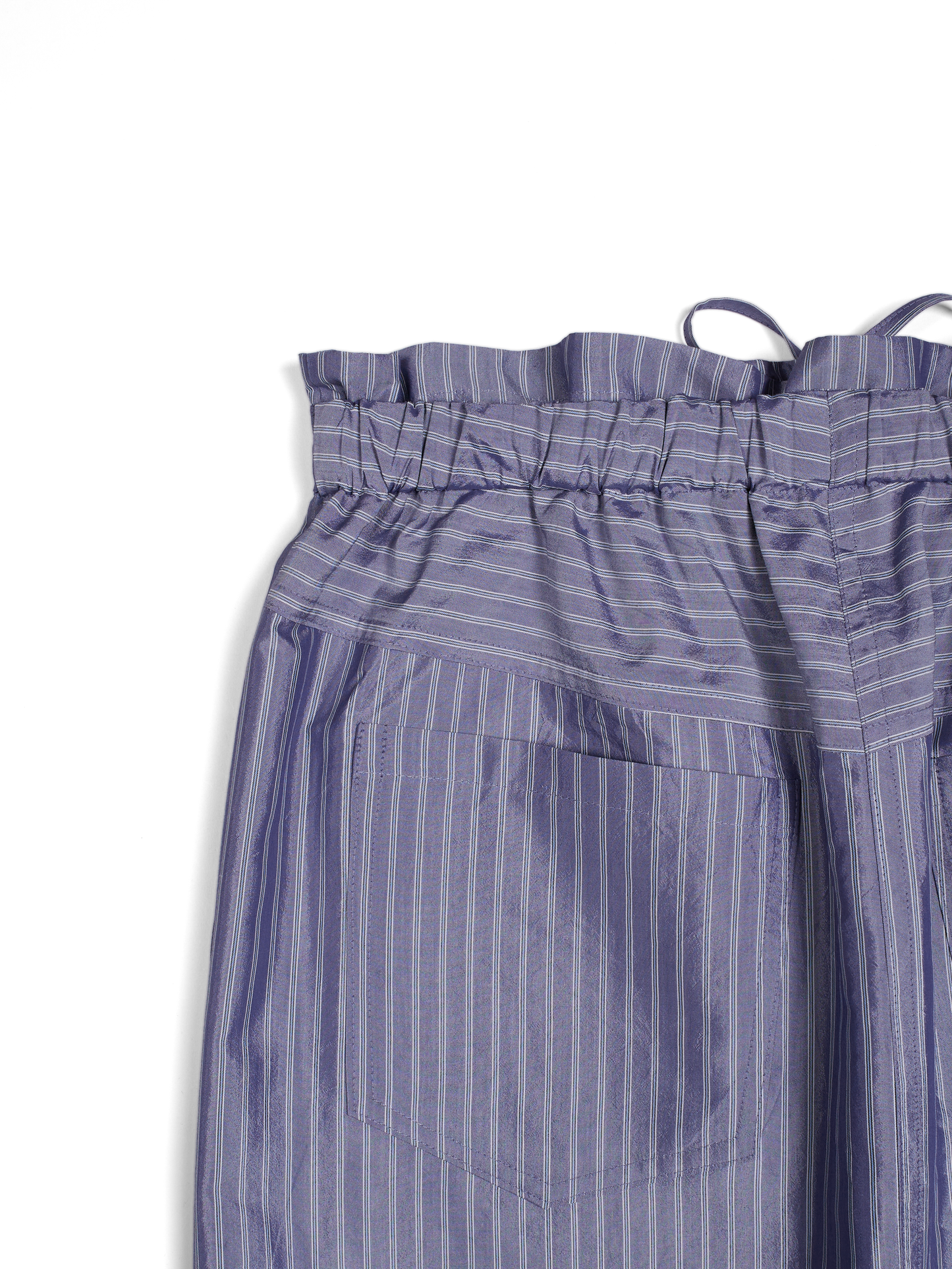RAW SILK/GIZA STRIPE SKIRT｜BLUE