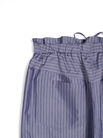 RAW SILK/GIZA STRIPE SKIRT｜BLUE