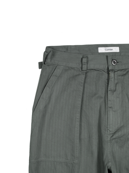 GARMENT DYED FINX COTTON HBT MECHANIC PANTS｜FOG KHAKI