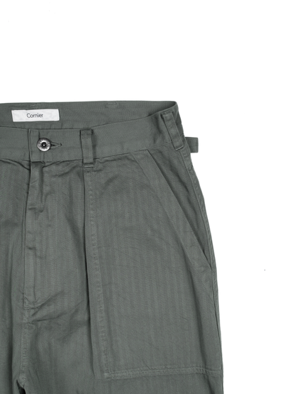 GARMENT DYED FINX COTTON HBT MECHANIC PANTS｜FOG KHAKI