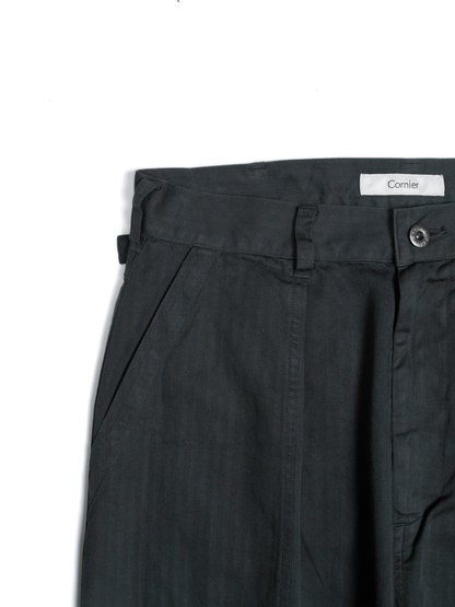 GARMENT DYED FINX COTTON HBT MECHANIC PANTS｜INK BLACK