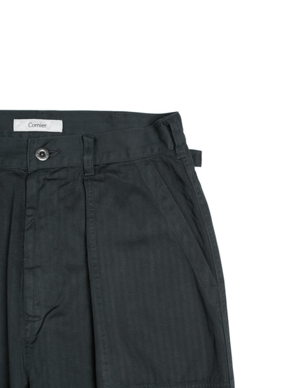 GARMENT DYED FINX COTTON HBT MECHANIC PANTS｜INK BLACK