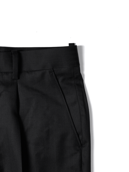 Super140's WOOL/KID MOHAIR HERRINGBONE SLACKS｜BLACK BROWN