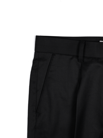 Super140's WOOL/KID MOHAIR HERRINGBONE SLACKS｜BLACK BROWN
