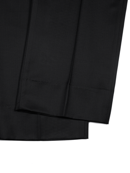 Super140's WOOL/KID MOHAIR HERRINGBONE SLACKS｜BLACK BROWN